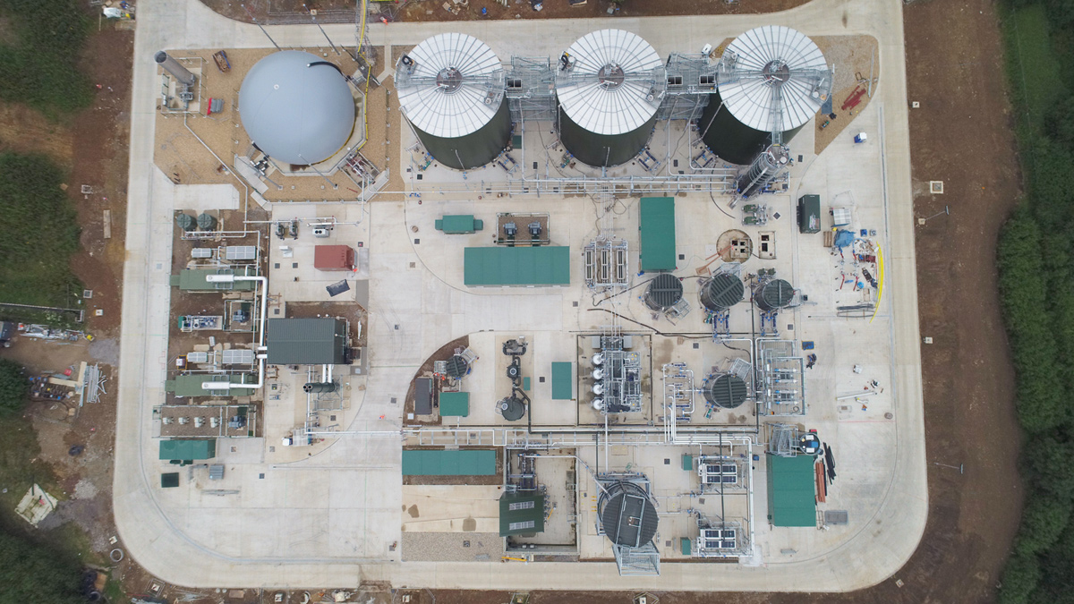 Aerial view of oil field operations