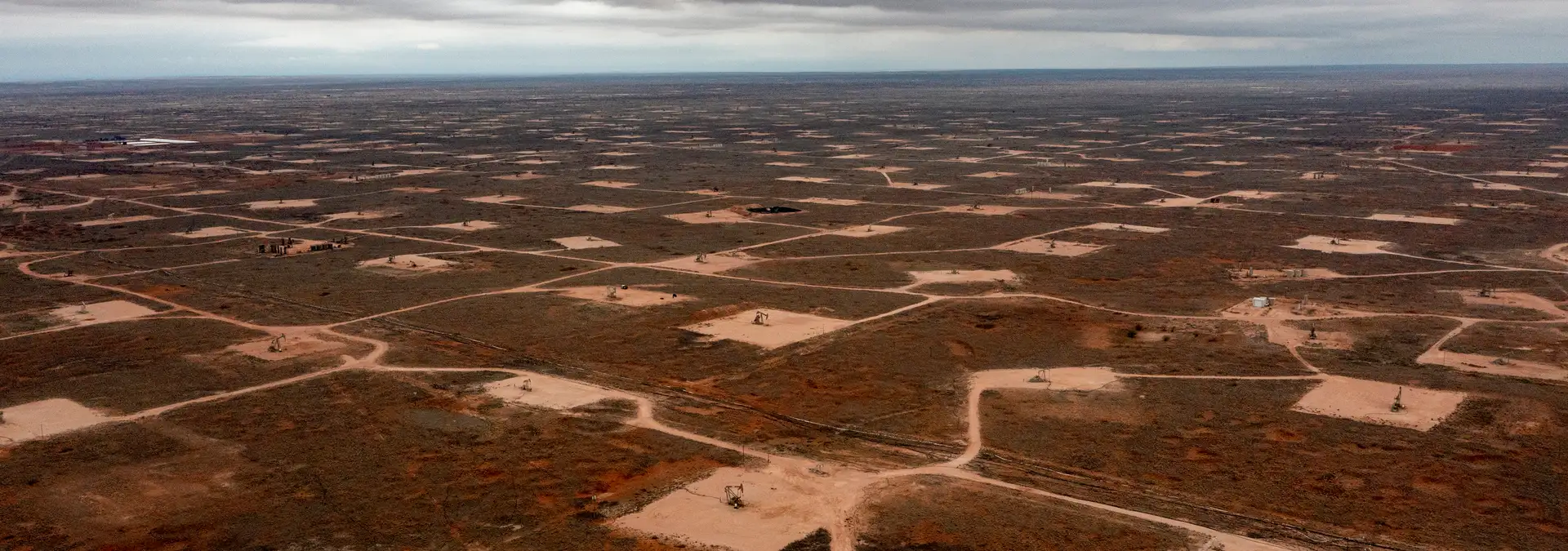 Oil field operations from aerial view