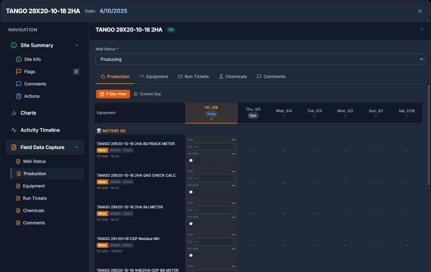 WellOPS Field Data Capture: one-tap capture in the truck cab